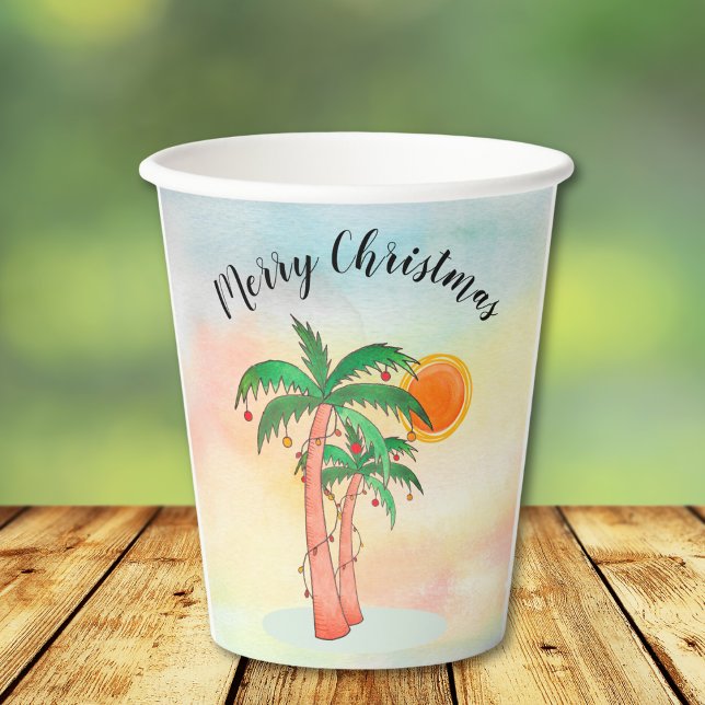 Merry Christmas Palm Trees  Paper Cups (Creator Uploaded)