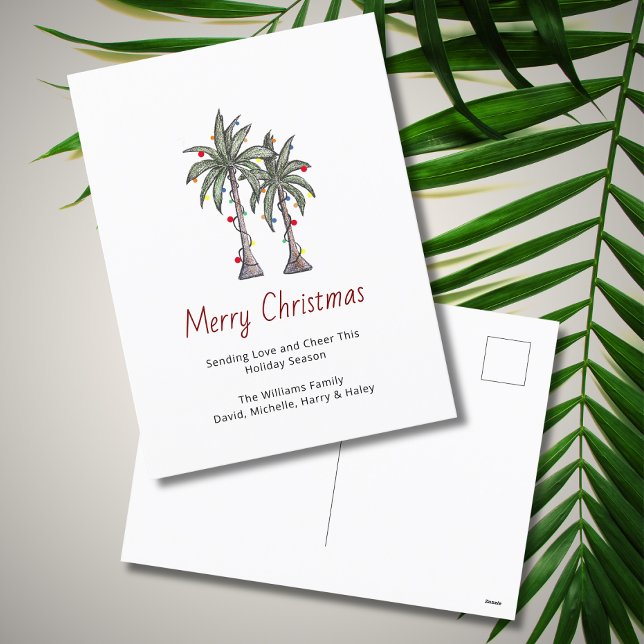Merry Christmas Palm Trees Tropical Beach  Holiday Postcard (Creator Uploaded)