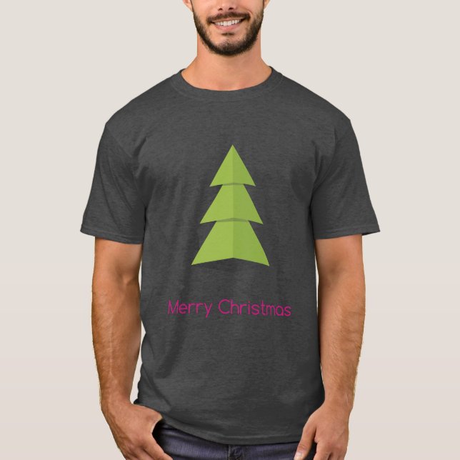 Merry Christmas Paper Tree T-Shirt (Front)