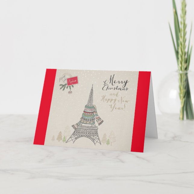 Merry Christmas Paris Design Holiday Card (Front)