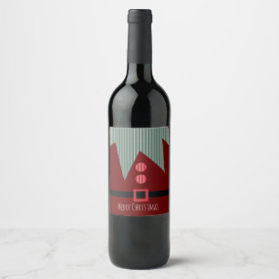 Merry Christmas Party Elf Suit   Wine Label