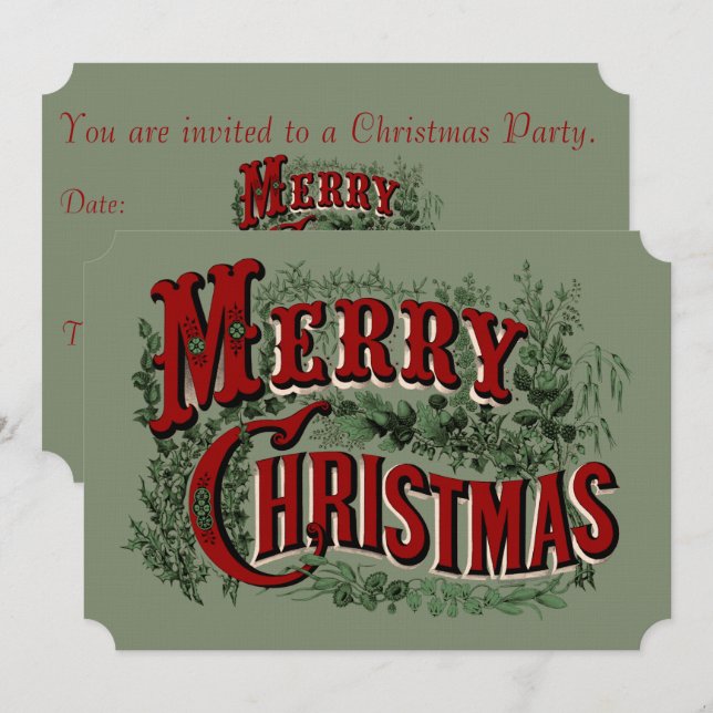 Merry Christmas Party Invitation (Front/Back)