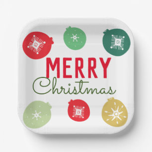 Merry Christmas Party Snowflakes Ornament Paper Plate
