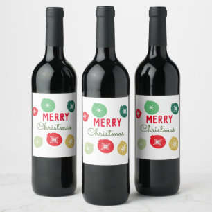 Merry Christmas Party Snowflakes Ornament     Wine Label