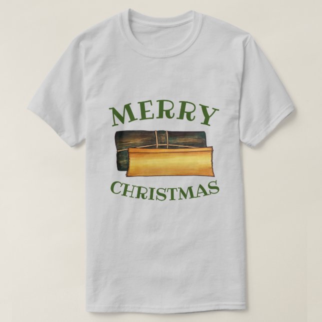Merry Christmas Pasteles Puerto Rican Banana Cakes T-Shirt (Design Front)