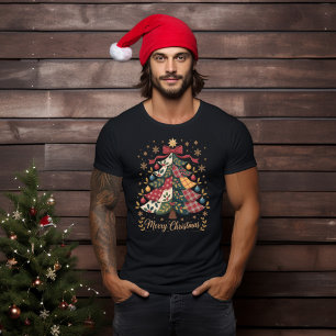 Merry Christmas Patchwork Christmas Tree T-Shirt