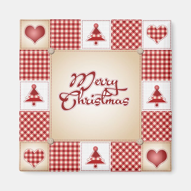 Merry Christmas Patchwork Magnet (Front)