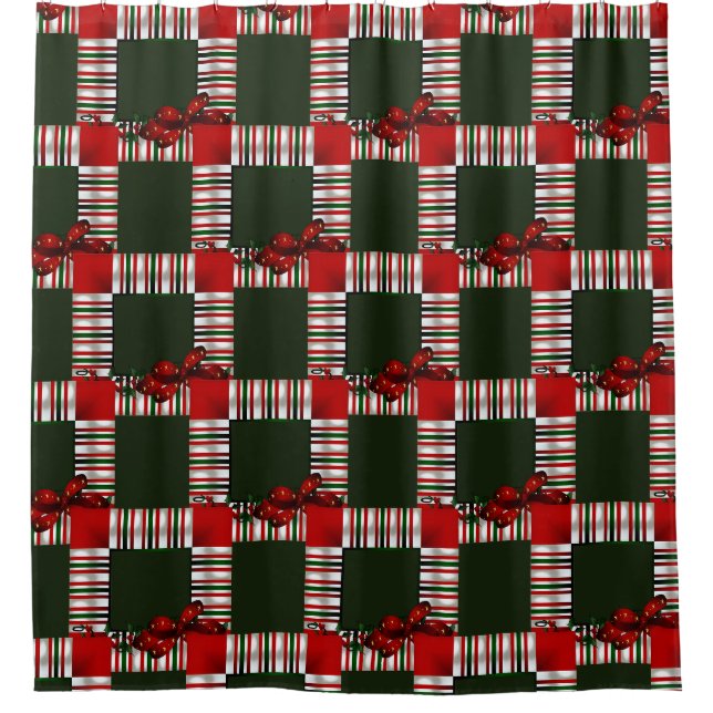 Merry Christmas Patchwork Shower Curtain (Front)
