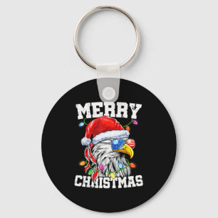 Merry Christmas Patriotic Usa Patriotic Santa Bald Key Ring