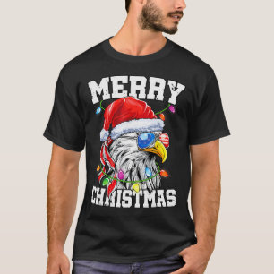 Merry Christmas Patriotic Usa Patriotic Santa Bald T-Shirt