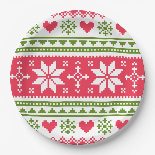 Merry Christmas pattern 3 Paper Plate (Front)