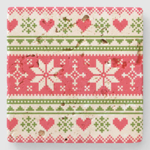 Merry Christmas pattern 3 Stone Coaster