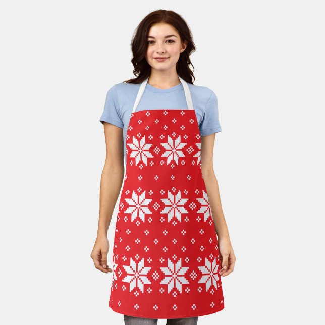Merry Christmas pattern 5 Apron (Worn)