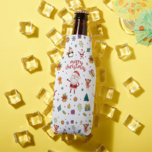 Merry Christmas Pattern Bottle Cooler