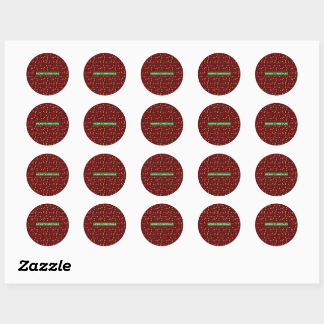  Merry Christmas Pattern Elegant  Classic Round Sticker (Sheet)