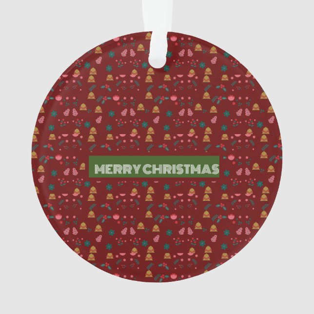  Merry Christmas Pattern Elegant  Ornament (Back)
