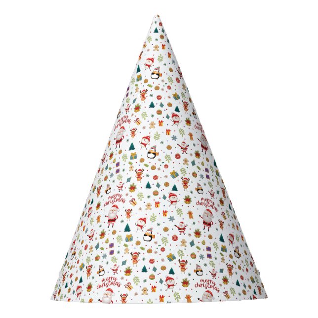 Merry Christmas Pattern Party Hat (Front)