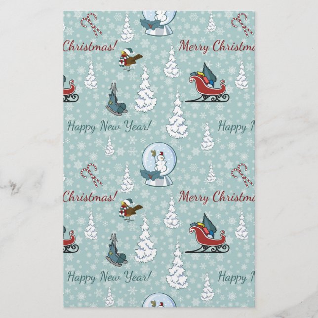 Merry christmas pattern stationery (Front)
