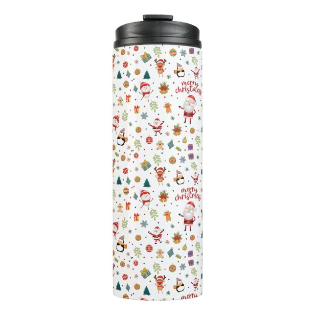 Merry Christmas Pattern Thermal Tumbler (Front)