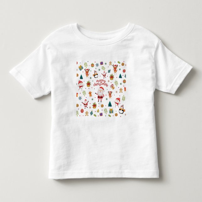 Merry Christmas Pattern Toddler T-Shirt (Front)
