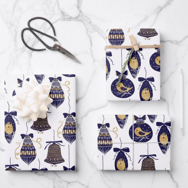 Merry Christmas Pattern Wrapping Paper Sheet (Front)