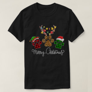 Merry Christmas Paw Prints Design T-Shirt