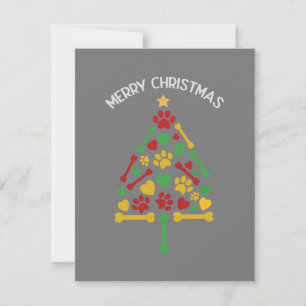 Merry Christmas Paws, Pet, Cat, Dog Xmas  Holiday Card