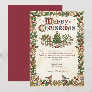Merry Christmas Pax et Gaudium Vintage Mediaeval Holiday Card