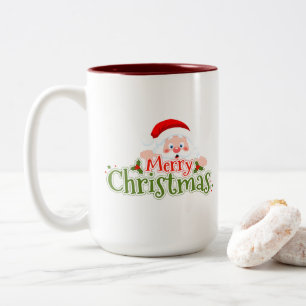 Merry Christmas Peeking Santa Claus Mug