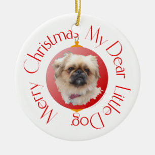 Merry Christmas Pekingese Ceramic Tree Decoration