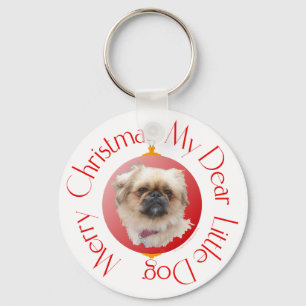 Merry Christmas Pekingese Key Ring