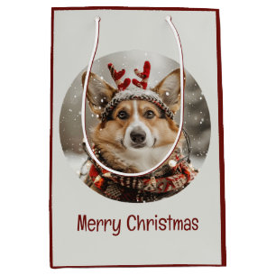 Merry Christmas Pembroke Welsh Corgi Dog Medium Gift Bag