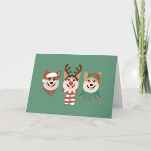 Merry Christmas Pembroke Welsh Corgi Dogs Thank You Card