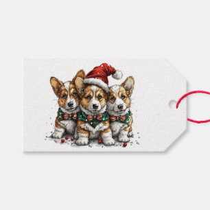 Merry Christmas Pembroke Welsh Corgi Puppies Gift Tags