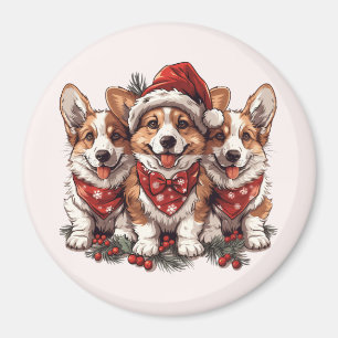 Merry Christmas Pembroke Welsh Corgi Puppies Magnet