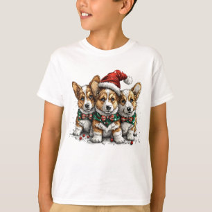 Merry Christmas Pembroke Welsh Corgi Puppies T-Shirt