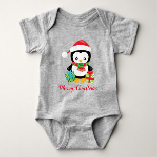 Merry Christmas Penguin Baby Bodysuit