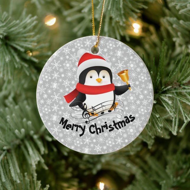 Merry Christmas penguin  Ceramic Tree Decoration (Tree)