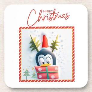Merry Christmas Penguin Coaster