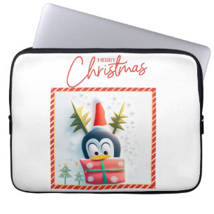 Merry Christmas Penguin Laptop Sleeve