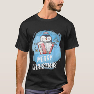 Merry Christmas Penguin Mistletoe Accordion T-Shirt