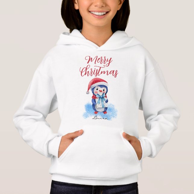 Merry Christmas Penguin Name, Youth XS - XL (Front)