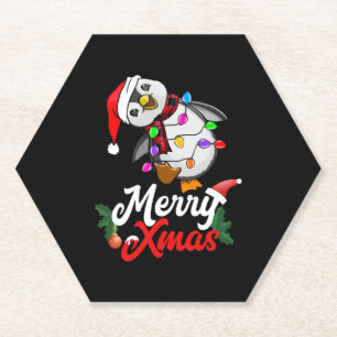 Merry Christmas Penguin Paper Coaster