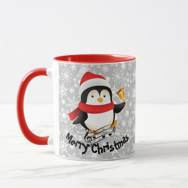 Merry Christmas penguin  personalised Mug (Left)
