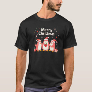 Merry Christmas Penguin Santa Hat Claus Animal Xma T-Shirt