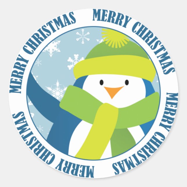 Merry Christmas Penguin Sticker (Front)