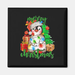 Merry Christmas Penguin Tree Lights Santa Hat Funn Magnet