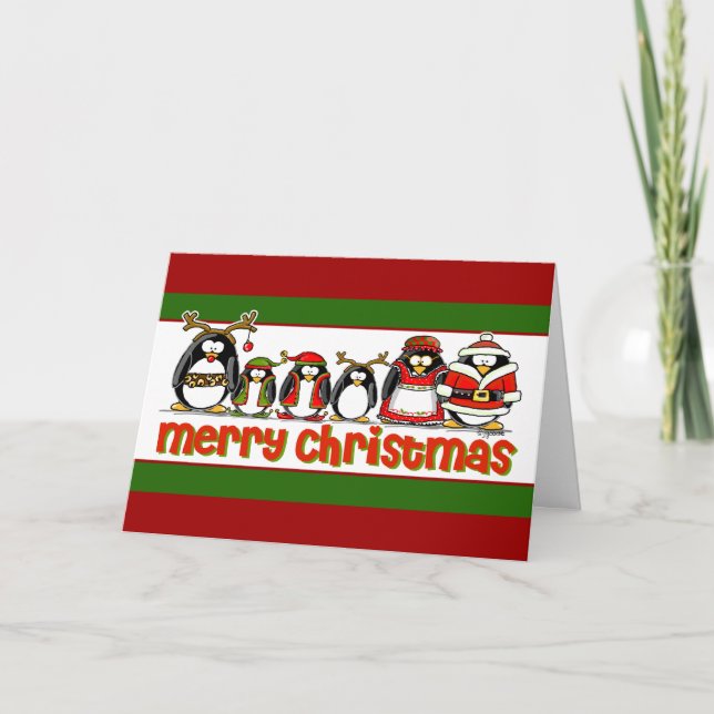 Merry Christmas Penguins Holiday Card (Front)