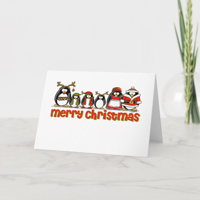 Merry Christmas Penguins Holiday Card (Front)