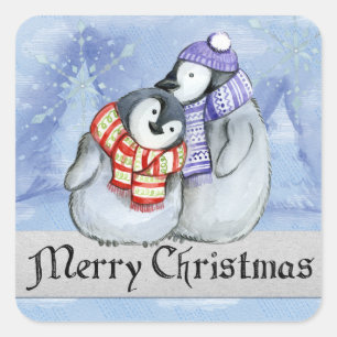 MERRY CHRISTMAS PENGUINS IN LOVE ENVELOPE SEAL